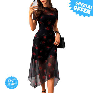 BRAND NEW GothDark Vintage Floral Print Midi Dress - Summer Ready!
